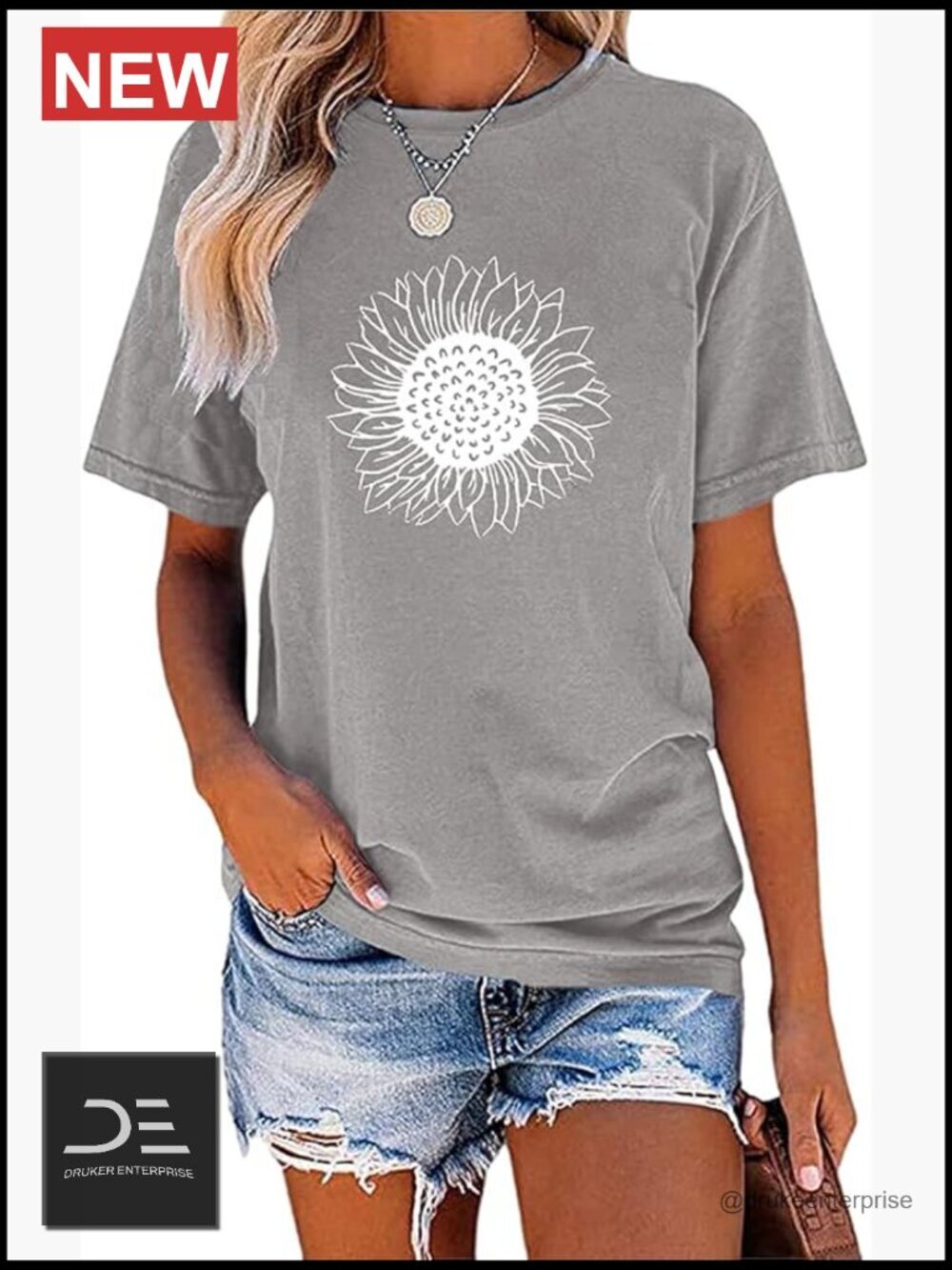 Vintage Sunflower Graphic Short Sleeve Cotton Tee Shirt